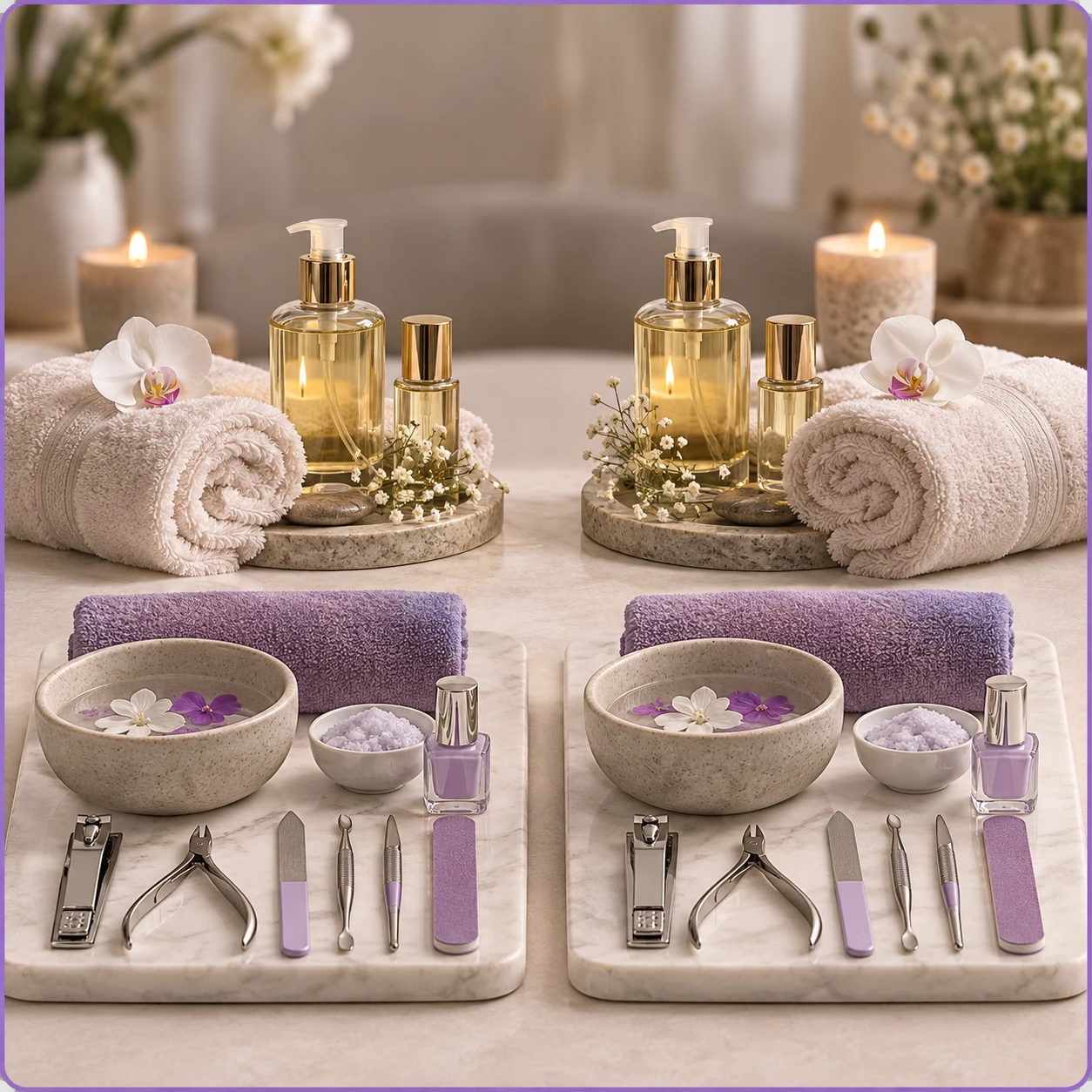 Relaxing massage for two, plus a pedicure and manicure.