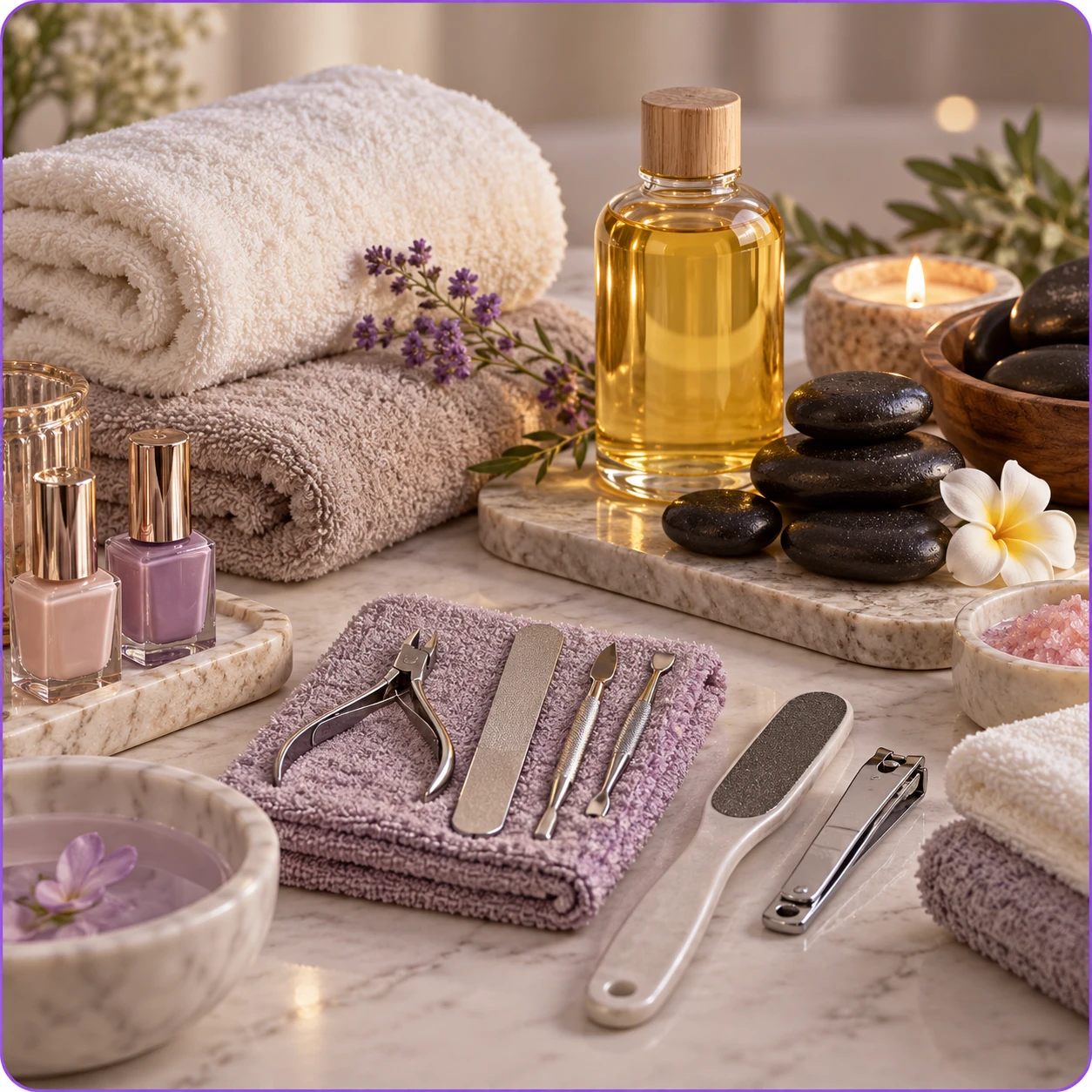 Relaxing massage with pedicure and manicure