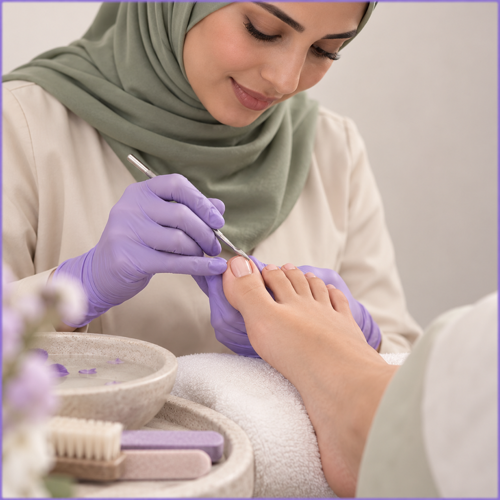 تنظيف الأقدام والأظافر